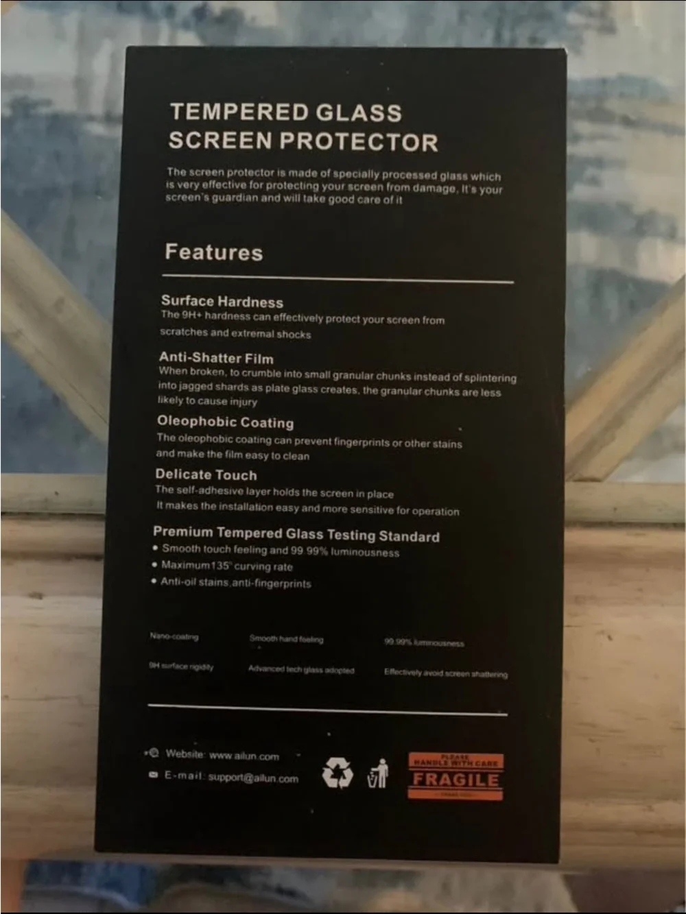 Ailun Black and Orange Tempered Glass Screen Protector